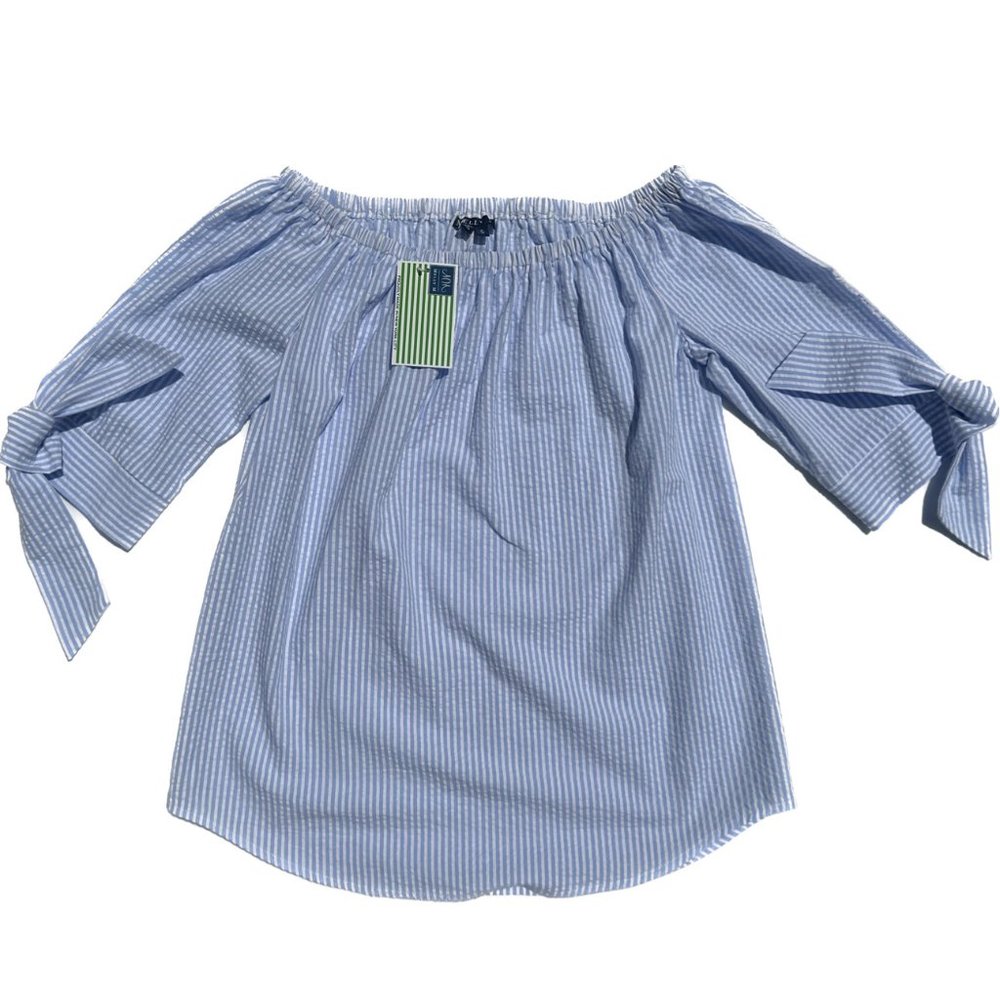 Melly M  Blue and White Stripe Top